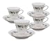 Gracie China Berry Yard Porcelain 8-Ounce Tea Cup and Saucer, Set of 4
