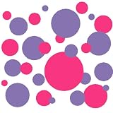 Set of 130 Lilac and Dark Pink Polka Dots Circles Wall Decor Graphic Vinyl Lettering Mural Decal Stickers Kit Peel and Stick Appliques