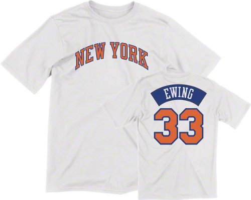 Patrick Ewing White adidas Originals Retro Name & Number New York Knicks T-Shirt