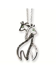 Sterling Silver CZ Cubic Zirconia & Rhodium Giraffes 18" Necklace - Antique Boutique - Vintage Style - Jewelry
