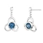 Round Cut London Blue Topaz Drop Earrings Sterling Silver