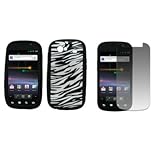 EMPIRE Black and White Zebra Stripes Design Silicone Skin Case Cover + Scre ....
