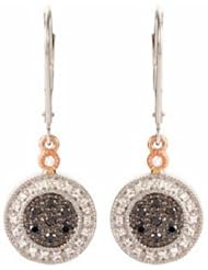 14K Rose and White Gold Black and White Diamond Earrings - 0.33 Ct. -- LIFETIME WARRANTY