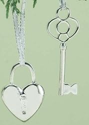Holiday Traditions True Love Lock and Key Christmas Ornament 2-Piece Set