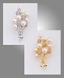 Pearl and Rhinestone Flower Pin Brooch