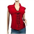 Plus Size Sexy RED Black Lace Corset Top