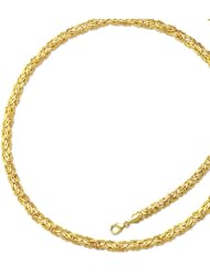 14K Yellow Gold 18" 6.0mm Lite Byzantine Fancy Necklace With Pear Shape Clasp