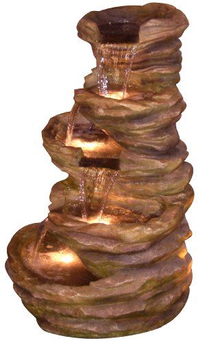 Apline Decor Company GIL110RD Five Level Rock Pond Fountain - Red Color