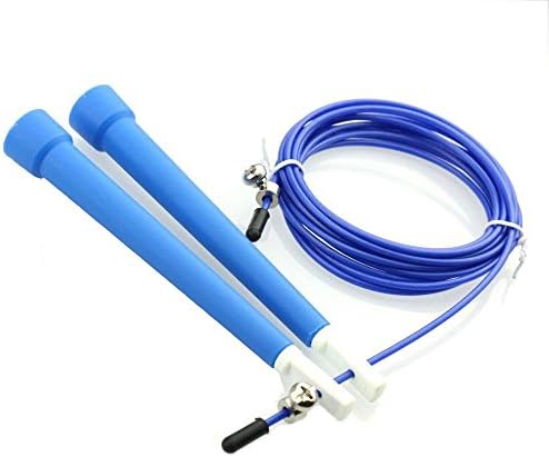 Best Speed Cable Wire Crossfit Jump Rope for Cardio, Endurance Training ,Rogue Rx Workout and Daily Exercise for Adult Men &amp; Women, Children, Athletes - Adjustable Length ,Long Handles. (Blue)