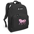 Pink Horse Backpack Black Horses for Travel or School Bags - BEST QUALITY Unique Gifts For Boys, Girls, Adults, College Students, Men or Ladies