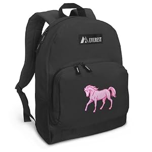 Pink Horse Backpack Black Horses for Travel or School Bags - BEST QUALITY Unique Gifts For Boys, Girls, Adults, College Students, Men or Ladies