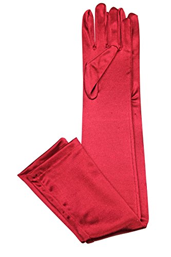 Elegant Stretch Satin Long Fabric Gloves - Opera/Full Length - Size: 23