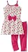 Young Hearts Girls 2-6x 2 Piece Polka Dot Legging Set, Fuschia Bouquet, 5