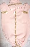 Knitted on Hand Knitting Machine Baby Pink Cotton Infant Girls Outfit Bunting