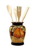 Kitchen Tool Set, Utensil Holder Tuscany Grape Fruit Black