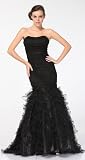 3063 BLACK SATIN STRAPLESS MERMAID PROM DRESS
