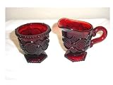Avon Cape Cod Ruby Glass Creamer & Sugar