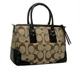 Coach Hampton Signature Black and Tan Handbag
