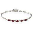 Sterling Silver Genuine Ruby and Diamond V-Link Bracelet