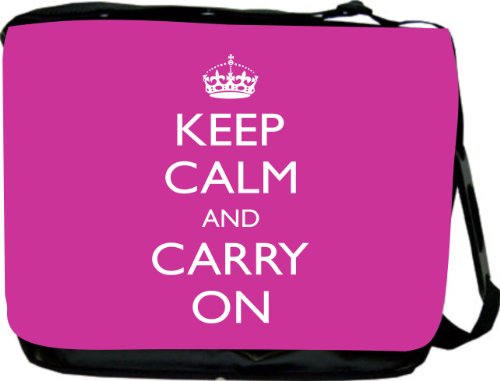 Rikki KnightTM Keep Calm and Carry On - Pink Rose Messenger BagB0058W41R8