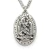 Sterling Silver 1 1/8" Oval Pierced Engraved St. Christopher Medal on 24" Chain