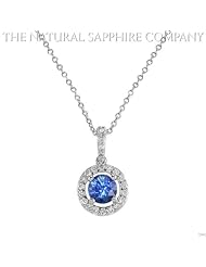 0.70ct. Natural Untreated Blue Sapphire Pendant with 23 Diamonds 0.23ct. total.