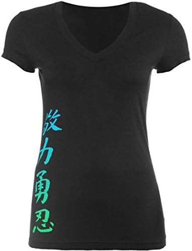 Jaco Women's Kanji Performance Tee Black V-Neck Bamboo Large