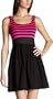 Necessary Objects Junior's Striped Babydoll Dress,Hot Pink,X-Small