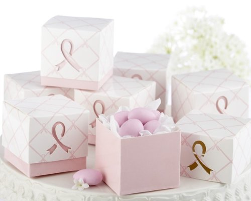 Box In Favor Of A Cure Pink Ribbon Favor Box (2 Sets Of 24 Per Order) Wedding Favors Picture