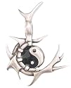 Fantasy Spiked Yin Yang Art Pewter Pendant Necklace