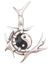 Fantasy Spiked Yin Yang Art Pewter Pendant Necklace