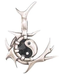 Fantasy Spiked Yin Yang Art Pewter Pendant Necklace