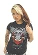 Doctrine Los Muertos Studded Winged Sugar Skull Defend the Faith Shirt Small - XL