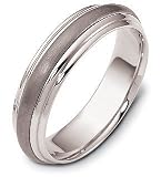 5.5mm Stylish Titanium & 14 Karat White Gold Wedding Band Ring