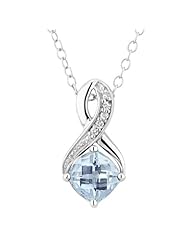 Aquamarine and Diamond Sterling Silver Pendant