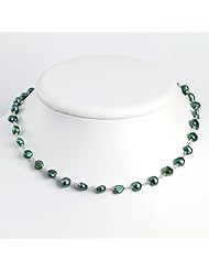 Sterling Silver 16 Inch Green Freshwater Cultured Pearl Necklace