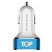 TopG Smart Mini XS 5.1 AMP 3-Port Rapid USB Car Charger for Apple and Android Devices (High Output) - Ocean Blue