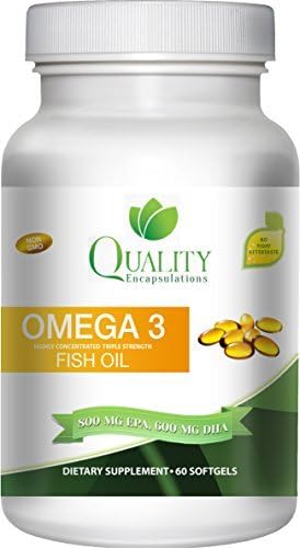 Omega 3 Fish Oil - Triple Strength - 1,500 Mg Omega 3 Fatty Acids - 600 Mg DHA 800 Mg EPA - No Fishy Aftertaste - Pharmaceutical Grade Fish Oil - 60 Softgels by Quality Encapsulations
