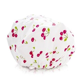 Spa Sister Bouffant Shower Cap, Cherries Design.