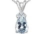1.56 cttw 14k White Gold Genuine Aquamarine and Diamond Pendant in 14k White Gold