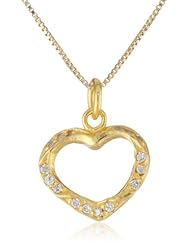 Cubic Zirconia Open Heart Pendant Necklace, 18"