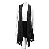 Fringed Black & Gray Pocket Sweater Vest