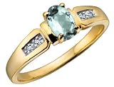 Aquamarine Gemstone Ring with Diamonds in Yellow Gold