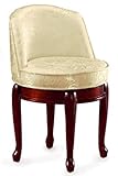 Delmar High Back Swivel Vanity Stool, HIGH BACK, IVORY DAMASK