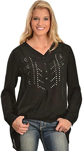 Red Ranch Women's Studded Long Sleeve Top Black Medium