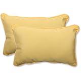 Pillow Perfect Rectangular Throw Pillow with Yellow Sunbrella Fabric, Set of 2