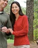 Tri-Mountain Women's Ultracool Pique Y-Neck Long Sleeve Golf Shirt. 656