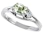 0.54 cttw 10k Gold Genuine Green Amethyst and Diamond Ring in White Gold Size 6