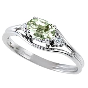 Click here to buy 0.54 cttw 10k Gold Genuine Green Amethyst and Diamond Ring - Yellow Gold by Finejewelers.