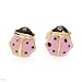 Earrings Beautifully Designed in Two tone Enamel and Yellow Gold Length 6mm